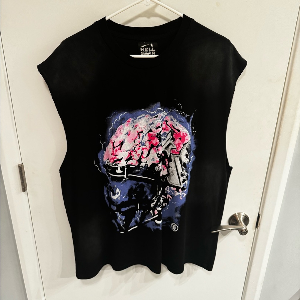 Hell Star black/pink mens size XL T shirt cut off sleeves Powered By The Star